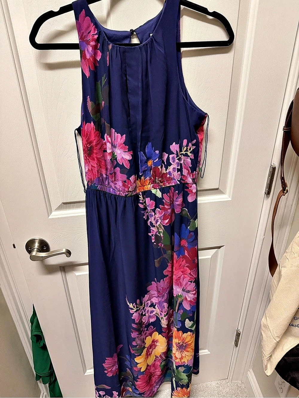 London Times Floral Maxi Dress in Blue & Pink Size Small